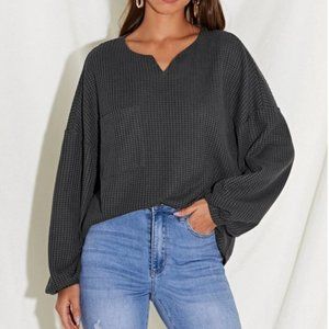Comfy Waffle Knit Tee with Pocket